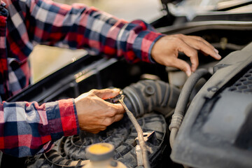 Obraz premium Check the condition of the car before departure.