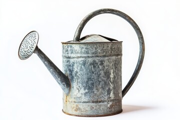 Metal watering can isolated object on white background