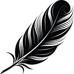Obraz premium Feather Silhouette Vector | Elegant Bird Feather Design for Creative Use