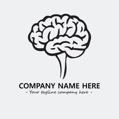 Brain illustration black and white for logo company vector image