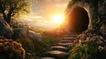Easter, the holiday of the resurrection of Jesus Christ, Christ is risen, a day in the garden in Jerusalem, Israel