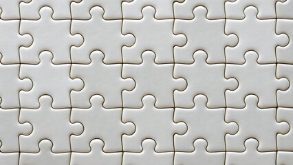 Fototapeta premium White puzzle pieces background. Teamwork, solution concept.