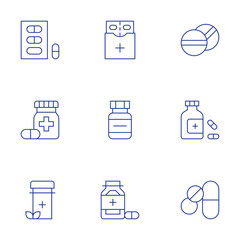 Medicine icons set. Thin Line style, editable stroke. medicine, hormones, drugs, medicines