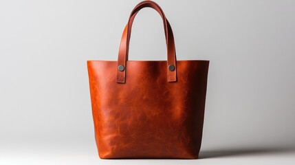 63. A minimalist tote bag made of unbranded, high-quality leather