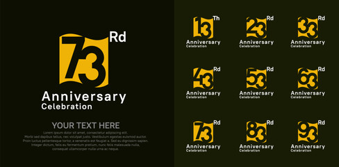 Anniversary logo set vector design, yellow and white color for celebration event