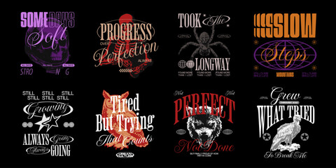 Urban t-shirt designs bundle, Streetwear graphic vector set for print. Street style tee shirt design collection, Urban design packs,