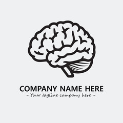 Brain illustration black and white for logo company vector image