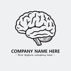 Brain illustration black and white for logo company vector image