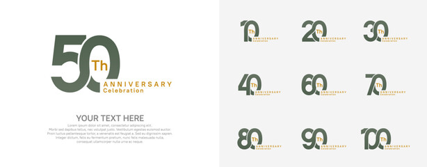 Anniversary logo set vector design, green and brown color for celebration event