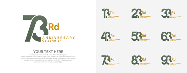 Anniversary logo set vector design, green and brown color for celebration event