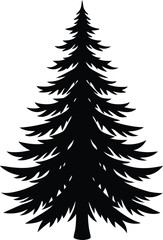 Fir Tree Silhouette Vector | Black Pine Tree Design for Nature-Themed Projects
