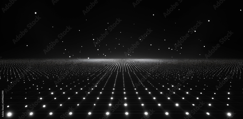 Wall mural abstract background with lights，a dot matrix pattern on a black background, forming a futuristic tec