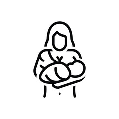 Black line icon for breastfeeding