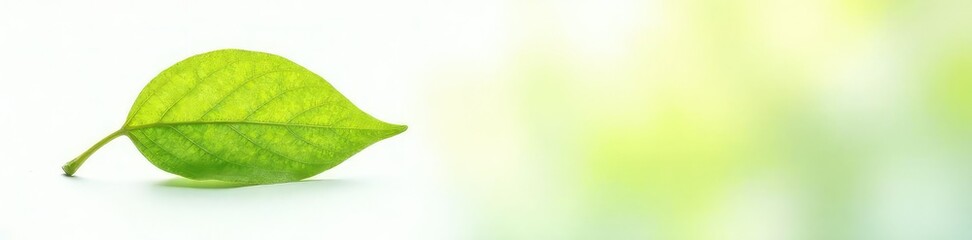 Obraz premium Single leaf with veins isolated on white background with soft focus, nature photography, foliage