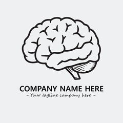 Brain illustration black and white for logo company vector image