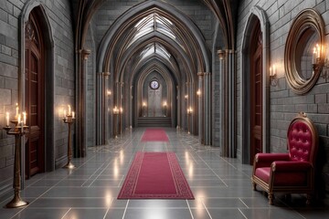 Obraz premium Gothic business empire throne room where leaders plan success by candlelight