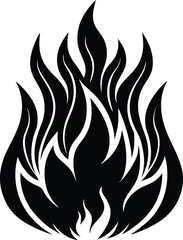 Fire Icon Silhouette Vector | Bold Flame Symbol for Creative Design Use