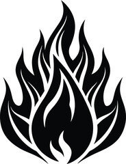 Fire Icon Silhouette Vector | Bold Flame Symbol for Creative Design Use