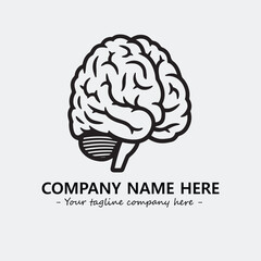 Brain illustration black and white for logo company vector image