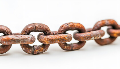Obraz premium One plain metal chain on white background