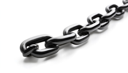 Obraz premium One plain metal chain on white background