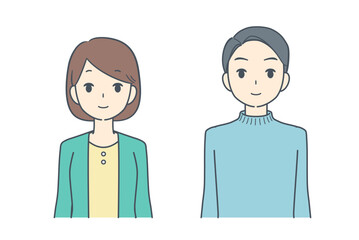 カジュアルな服装の男性と女性