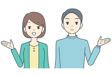 案内する男性と女性