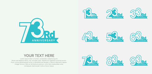 Anniversary logo set vector design, blue color for celebration event