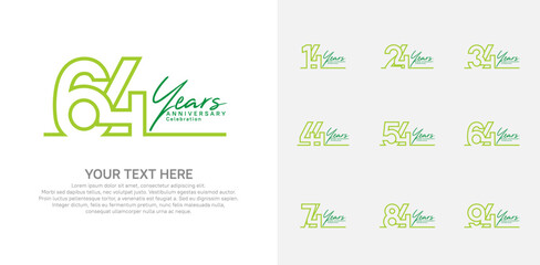Anniversary logo set vector design, green color for celebration event