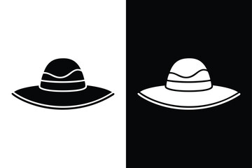 Minimalist Sun Hat Circle Icon. Travel and Adventure Silhouette Vector