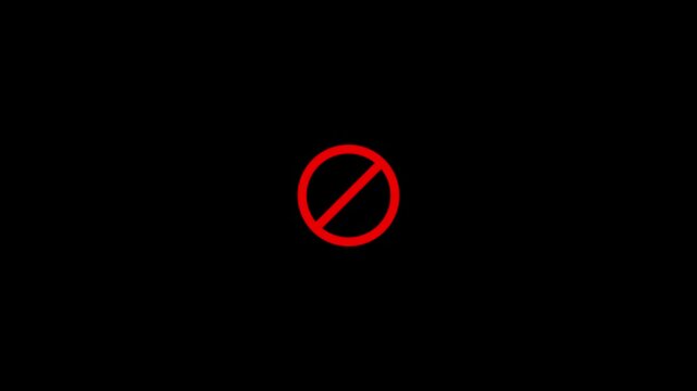 No Symbol animation.Prohibition Red Sign Chroma Key.Warning, stop or no entry forbidden red circle and line symbol icon animation.Animation of Stop sign icon notifications that do not do anything.