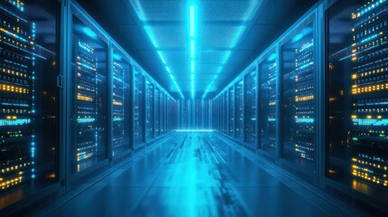 Data center server room interior