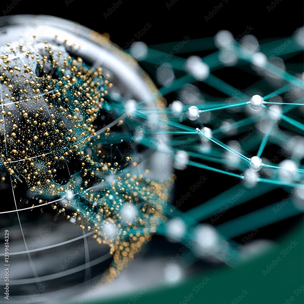 Poster Global Connectivity: Digital Network with a World Globe and Abstract Data Transfer Lines Over North America
