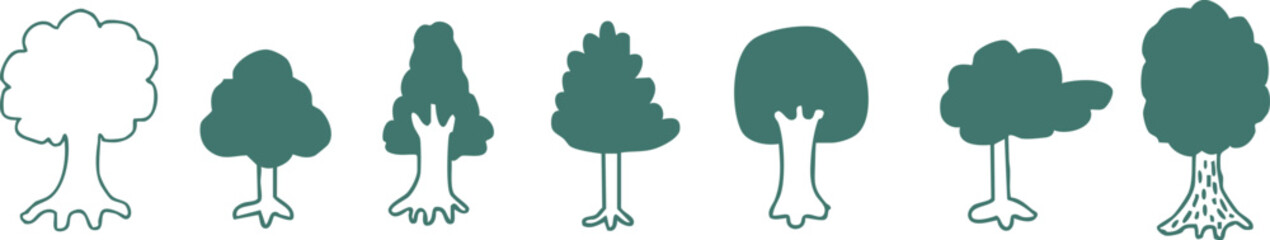 木のイラスト / Tree Illustration – ナチュラル・自然・グリーンデザイン