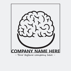 Brain illustration black and white for logo company vector image