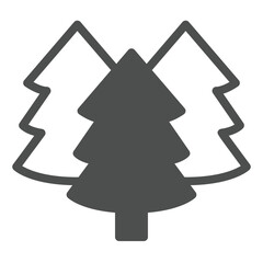 Fototapeta premium Forest trees solid icon, christmas concept. Vector graphics. Fir tree plantation, plants sign on white background, glyph style icon for mobile or web design.