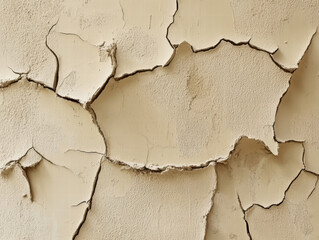 Obraz premium Weathered Wall: A textured close-up reveals the intricate details of cracked and peeling paint on a wall, the aged surface telling a silent story of time, decay, and the raw beauty of imperfection.