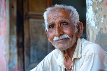 An elderly Indian man reminisces about his years of hard work, grateful for the savings that now provide comfort and security in retiremen