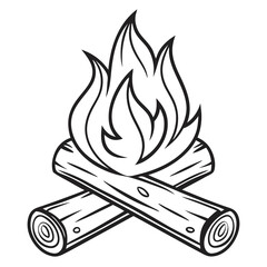 Simple Illustration Of A Campfire Isolated On Black Background For Outdoor Adventure.