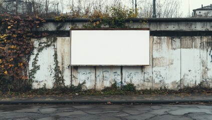 Blank billboard on a weathered urban wall
