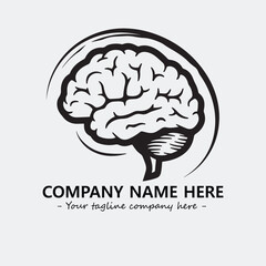Brain illustration black and white for logo company vector image
