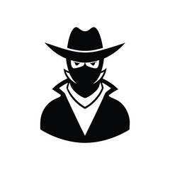 a black and white old school cowboy.eps