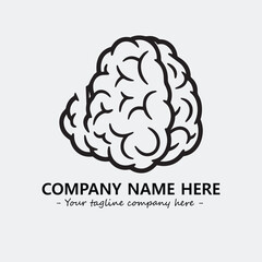 Brain illustration black and white for logo company vector image