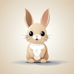 Cute Rabbit in Flat Style with Soft Light Palette