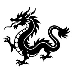 Naklejka premium Chinese dragon silhouette