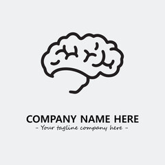 Brain illustration black and white for logo company vector image