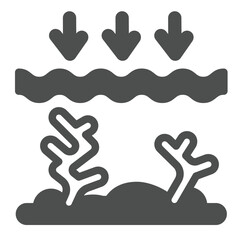 Water surface pollution solid icon, ecology danger concept. Vector graphics. Underwater corals, flora sign on white background, glyph style icon for mobile or web design.
