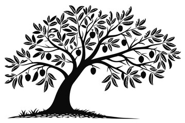 Black Avocado tree silhouette vector illustration with roots shows the art of nature's growth