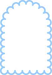 Scalloped rectangle border with light blue outline.
