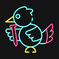 Icon bird mascot. Indonesian general election elements. Icons in neon style. Good for prints, posters, infographics, etc.